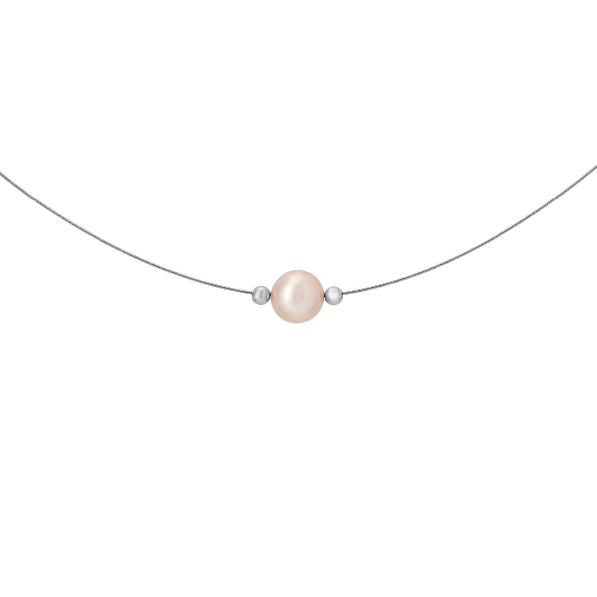 Freshwater Natural Colour Pearl Necklace  |  Silver & Steel