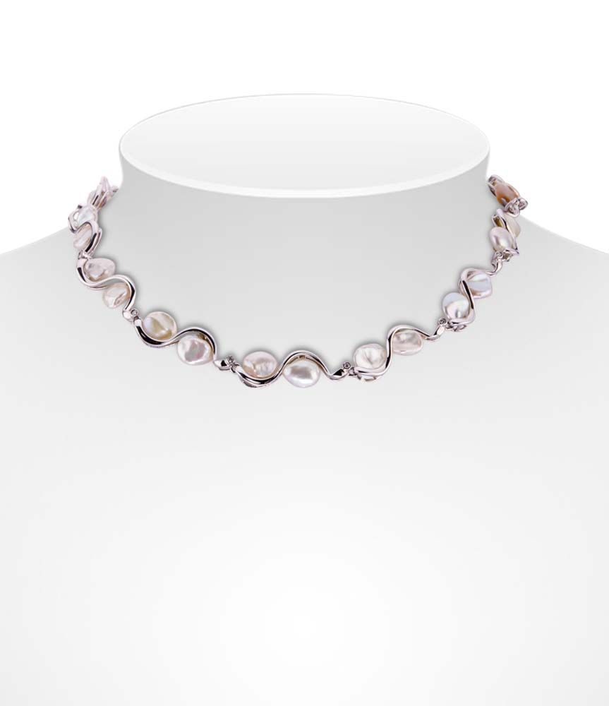 14ct Keshi Pearl and Diamond Collar Necklace