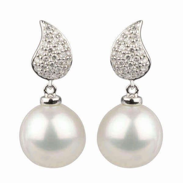 Freshwater Pearl and Diamond Earrings  |  18ct White Gold