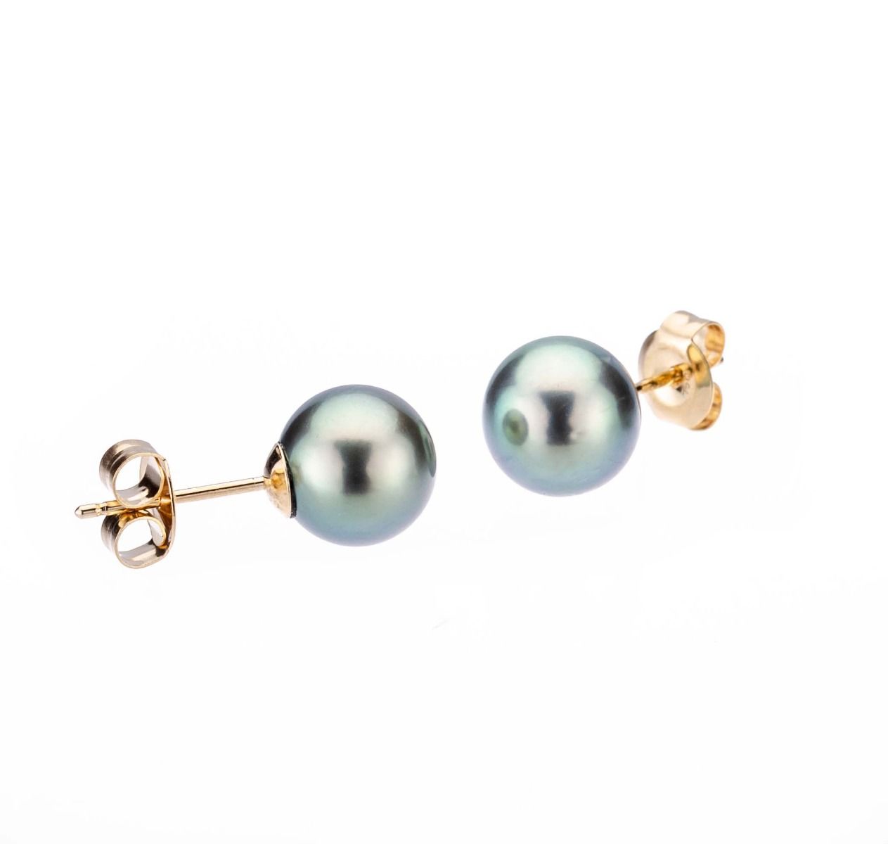 18ct Tahitian Pearl Stud Earrings 8.5/9mm