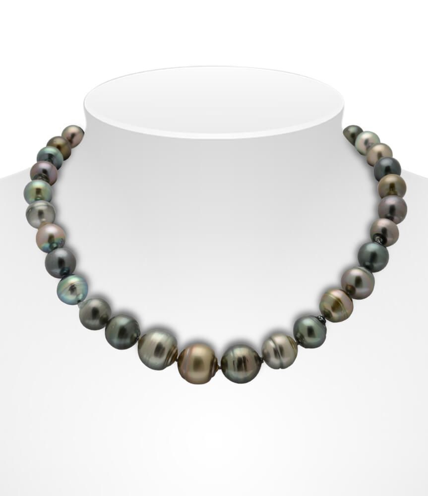 Multicolour Tahitian Pearl Necklace On Bust