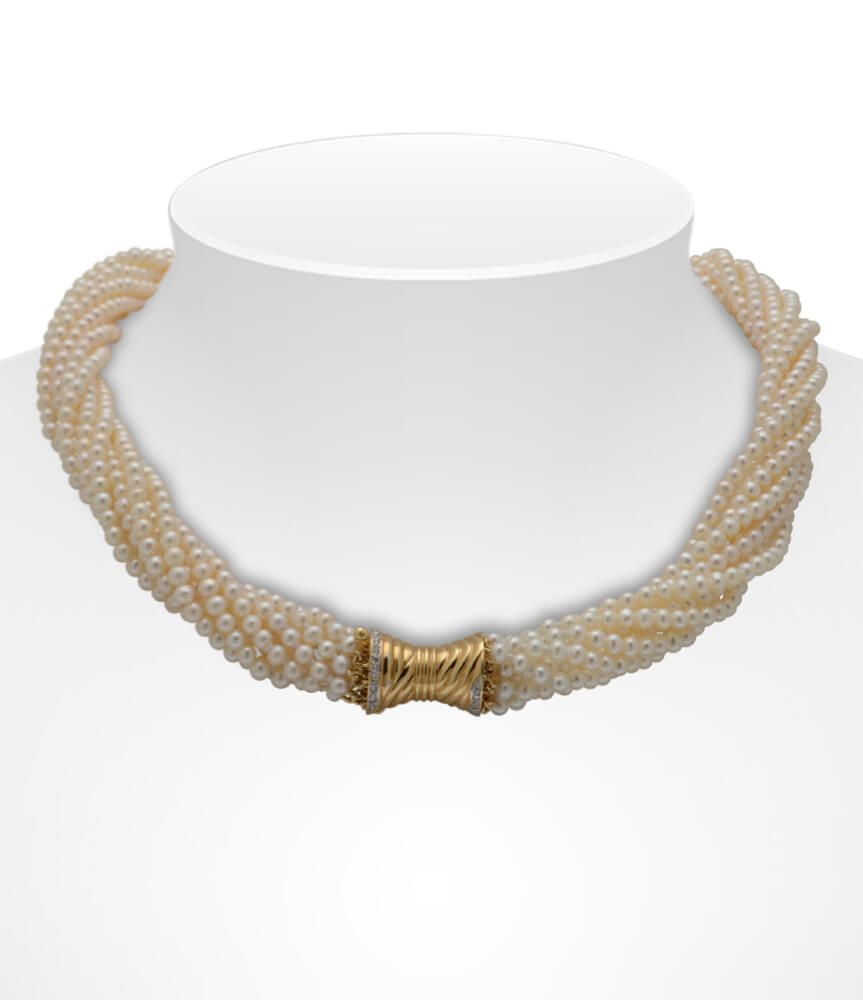 Twisted Torc Style Freshwater Pearl Necklace