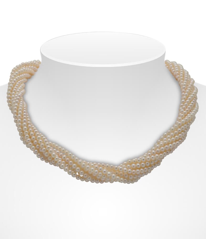 Twisted Torc Style Freshwater Pearl Necklace