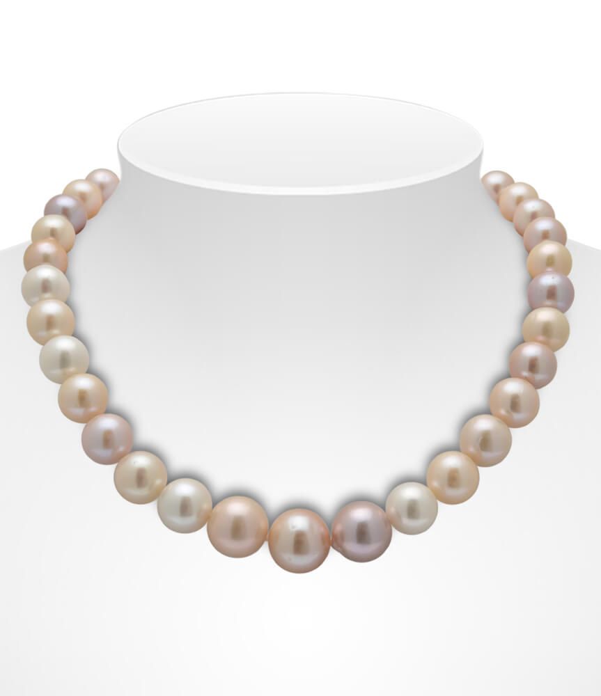 Delightful Pastel Toned Freshwater Pearl Necklace 12 to 15 mm