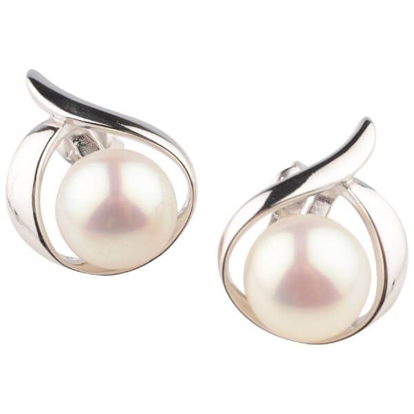  Freshwater Bouton Pearl Open Stud Earrings | Silver