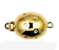 18ct Yellow Gold & Diamond Oval Ball Clasp | 14mm | Diamond 0.10cts