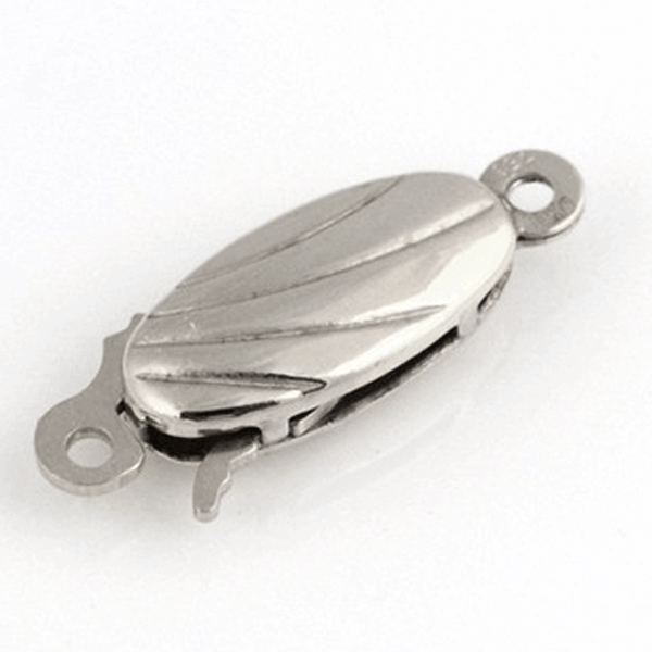 9ct White Gold Fluted Oval Clasp