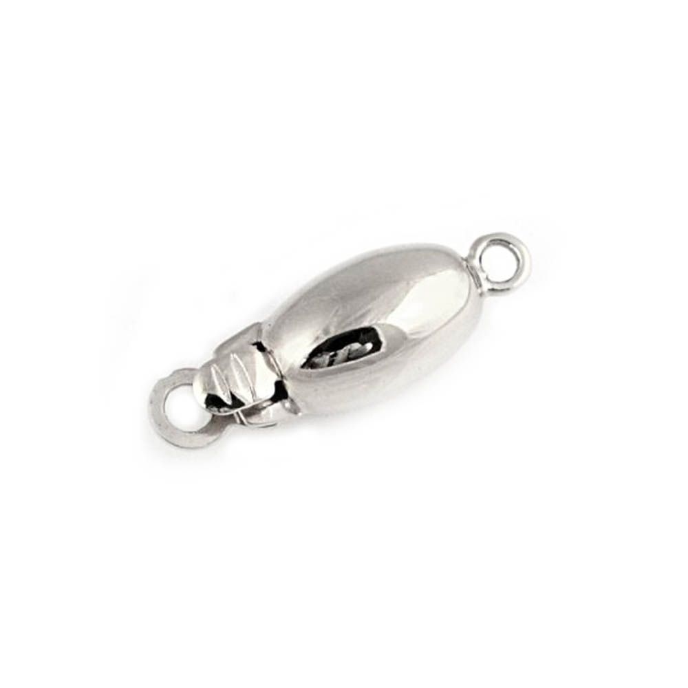 9ct White Gold Barrel Shape Clasp, 8x5mm