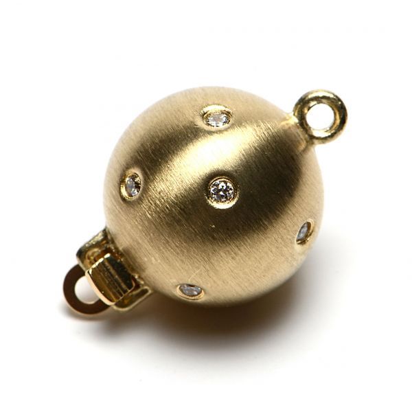  18ct White Gold Diamond Set Satin Ball Clasp | 12 mm