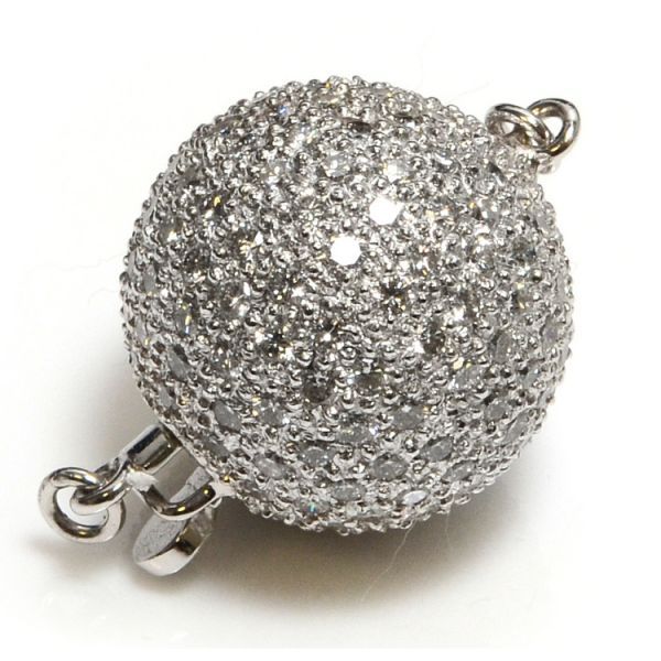 18 ct White Gold & Diamond Set Ball Clasp