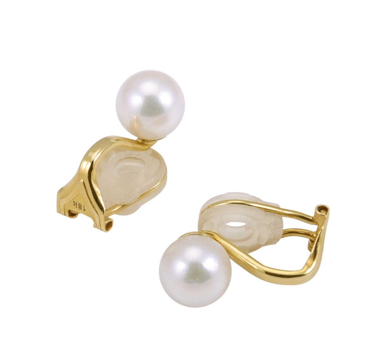 18ct Clip-On Akoya Pearl Stud earrings