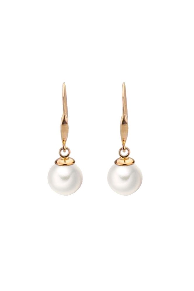 Akoya Pearl Simple Hook Drop Earrings  | 9ct Yellow Gold 