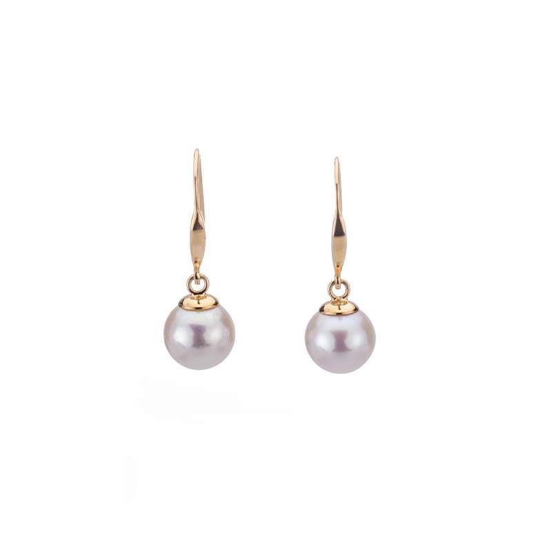 Freshwater Pearl Simple Hook Drop Earrings  | 9ct Yellow Gold 