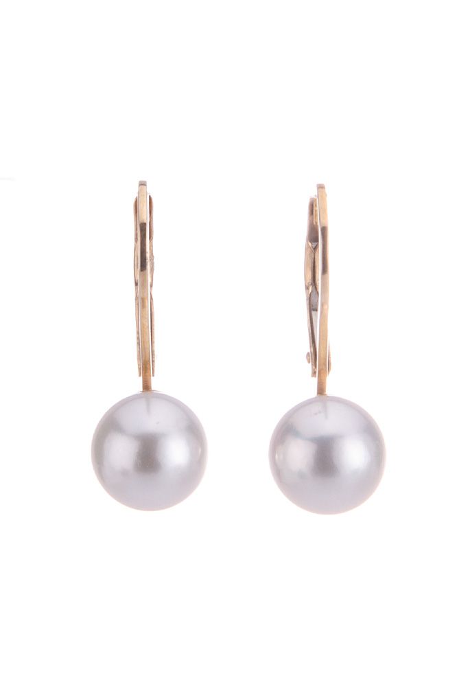 Akoya Pearl Lever Back Earrings  |  9ct Yellow Gold