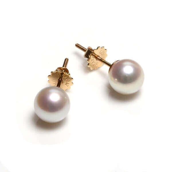 Akoya White Pearl Screw Stud Earrings | 9 ct Gold