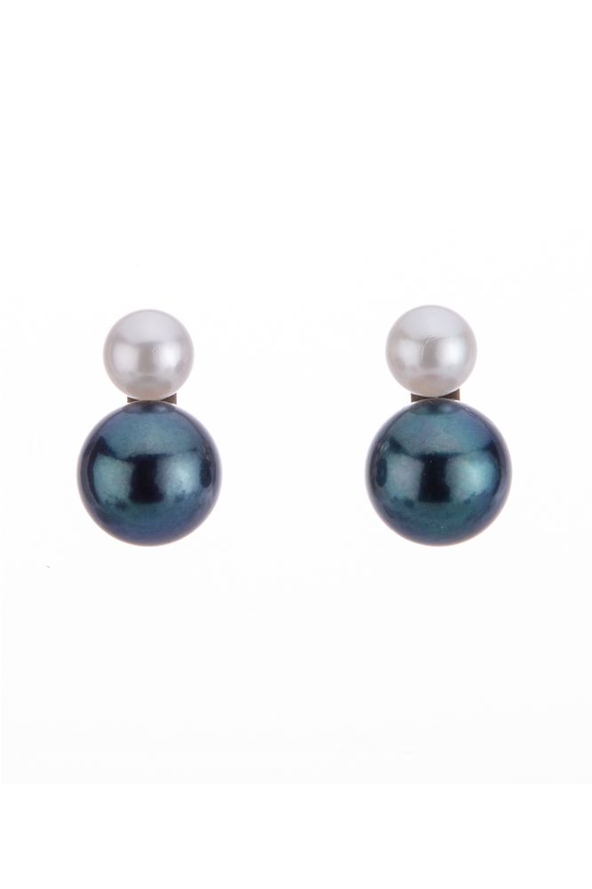 Akoya Pearl "Snowman" Stud Earings  |  9ct Yellow Gold