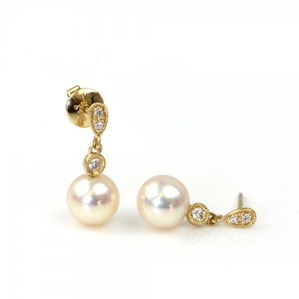 Edwardian Style Freshwater Pearl And Diamond Drop Earrings
