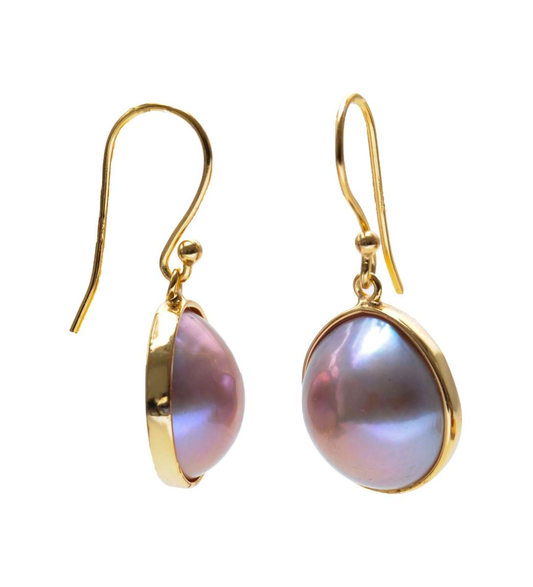 Silver Gilt and Freshwater Pearl Hook Drop Earrings
