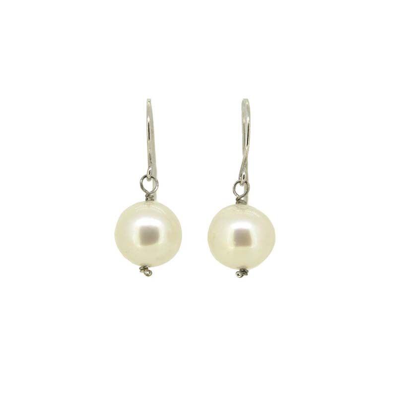 Simple White Freshwater Pearl Earring | Silver