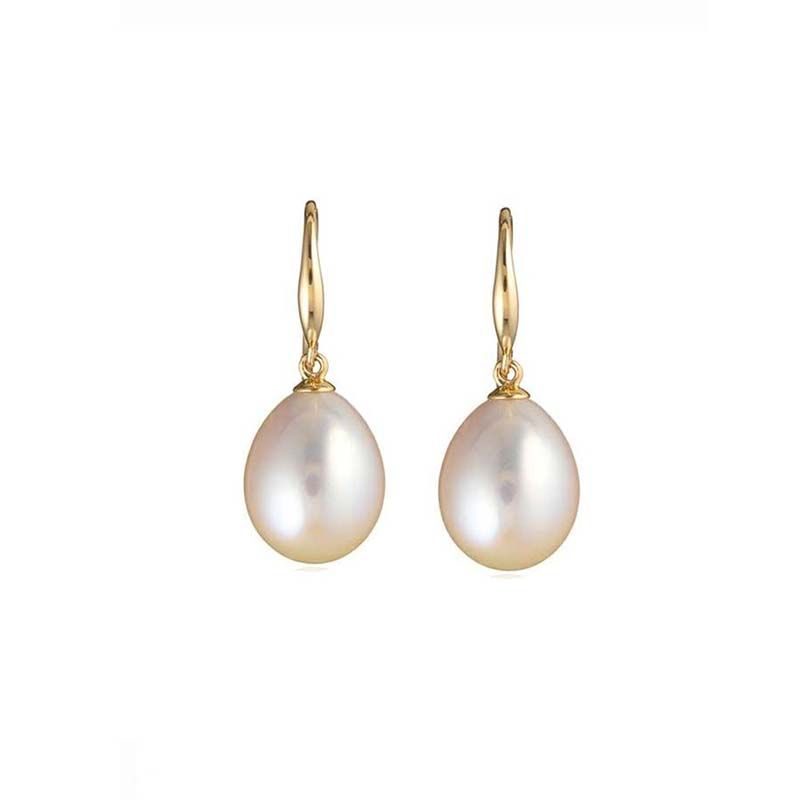 Freshwater Pearl Sturdy Hook Drop Earrings  |  18ct Yellow Gold