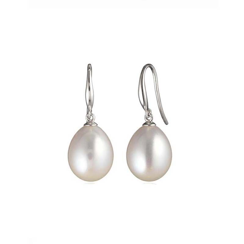 Freshwater Pearl Sturdy Hook Drop Earrings  | 18ct White Gold 