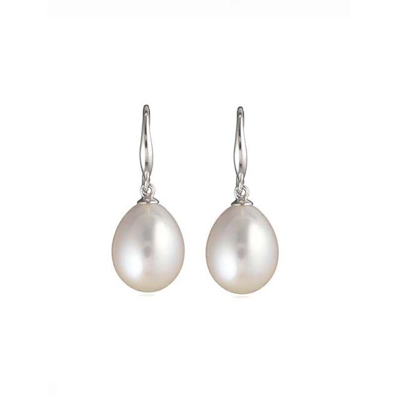 Freshwater Pearl Sturdy Hook Drop Earrings  | 18ct White Gold 