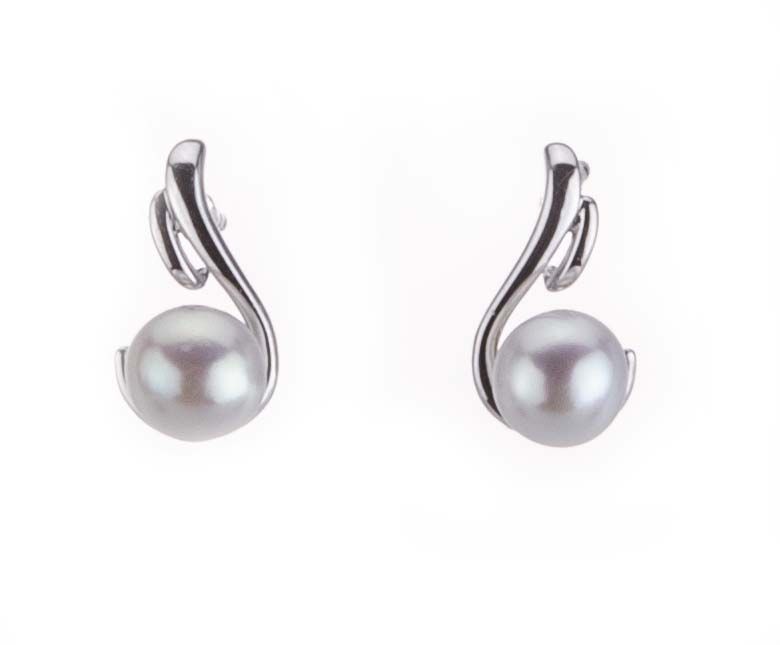 9ct white gold freshwater button pearl contemporary earring