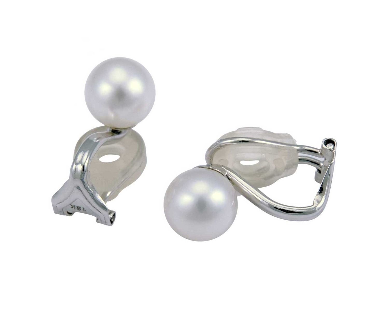 18ct white Gold Akoya Stud Clip-on Earrings