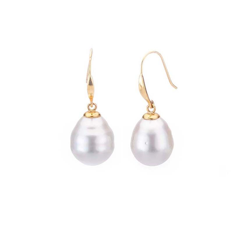 Baroque South Sea Pearl Hook Drop Earrings  |18ct Yellow Gold