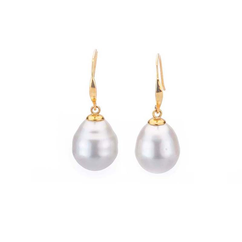 Baroque South Sea Pearl Hook Drop Earrings  |18ct Yellow Gold