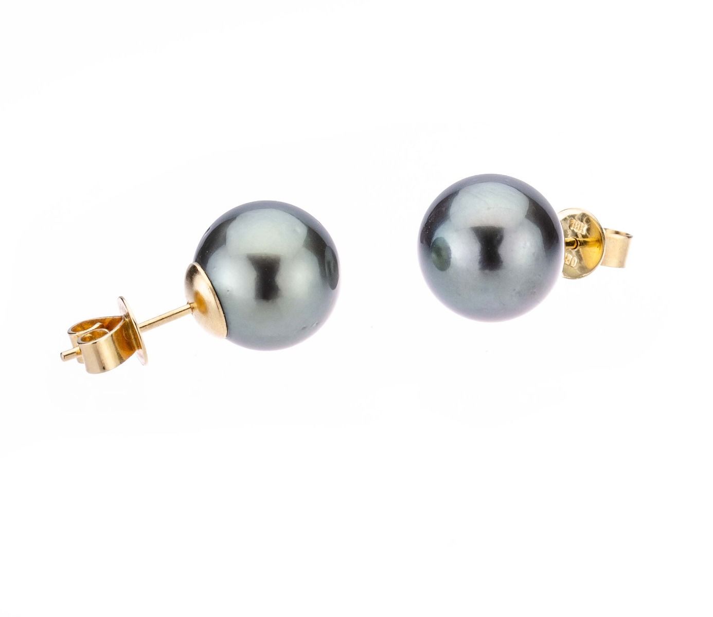 18ct Tahitian Pearl Stud Earrings 