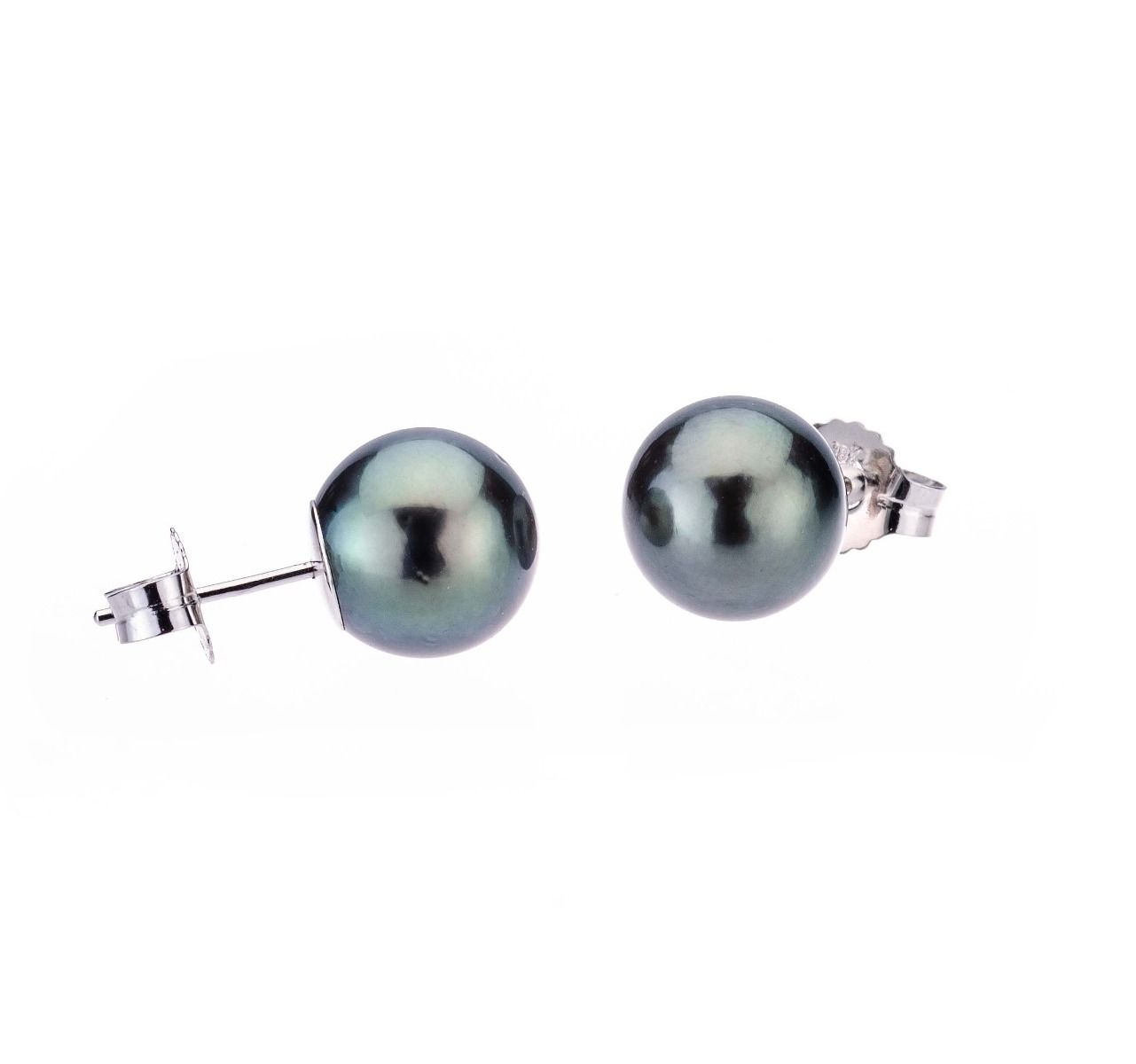 18ct White Gold Tahitian Pearl Stud Earrings