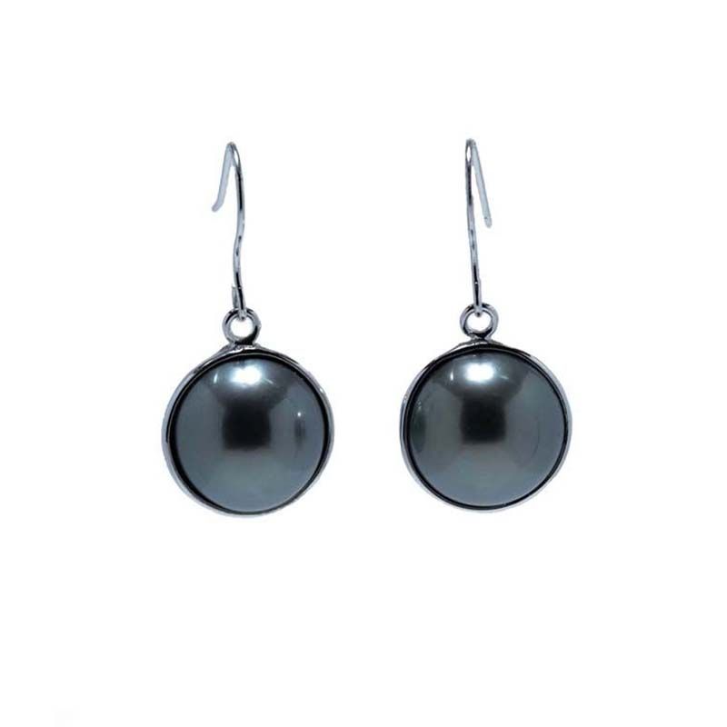 Tahitian Pearl Drop Hook Earrings  |  Silver 