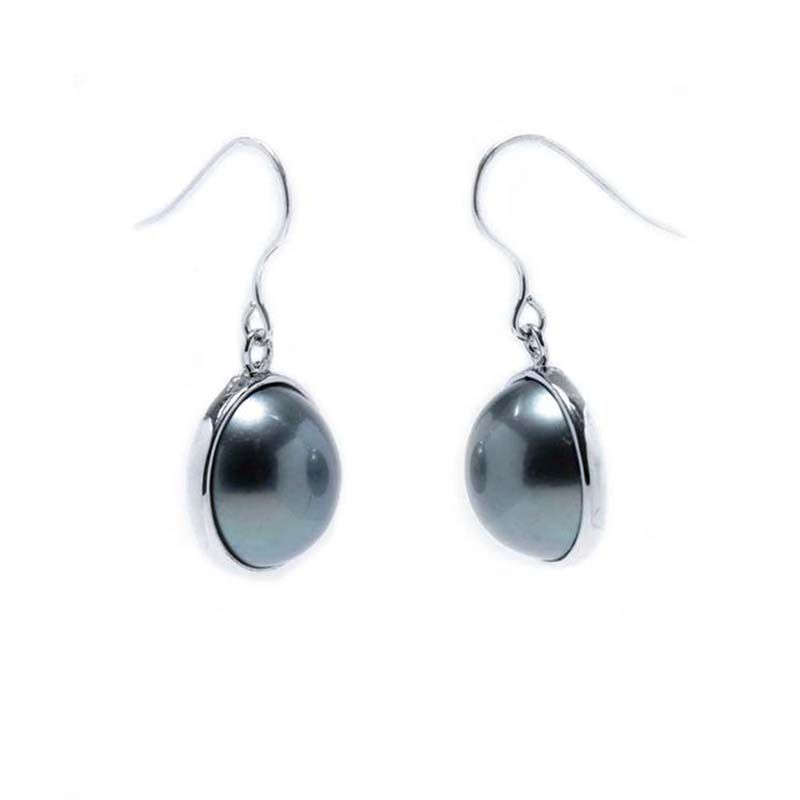 Tahitian Pearl Drop Hook Earrings  |  Silver 