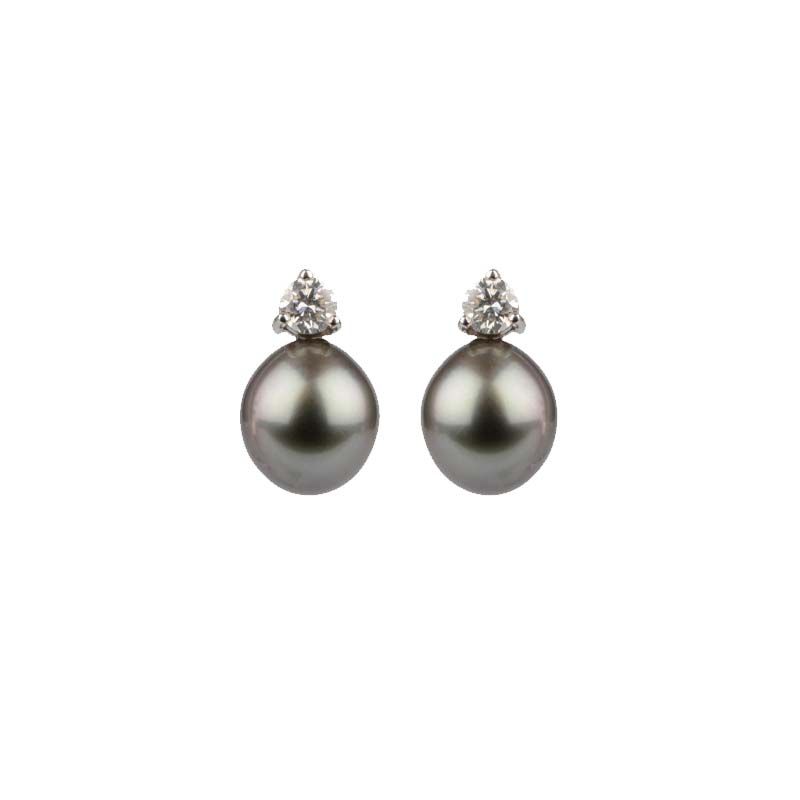 Classic Diamond & Tahitian Pearl Earrings  |  18ct White Gold