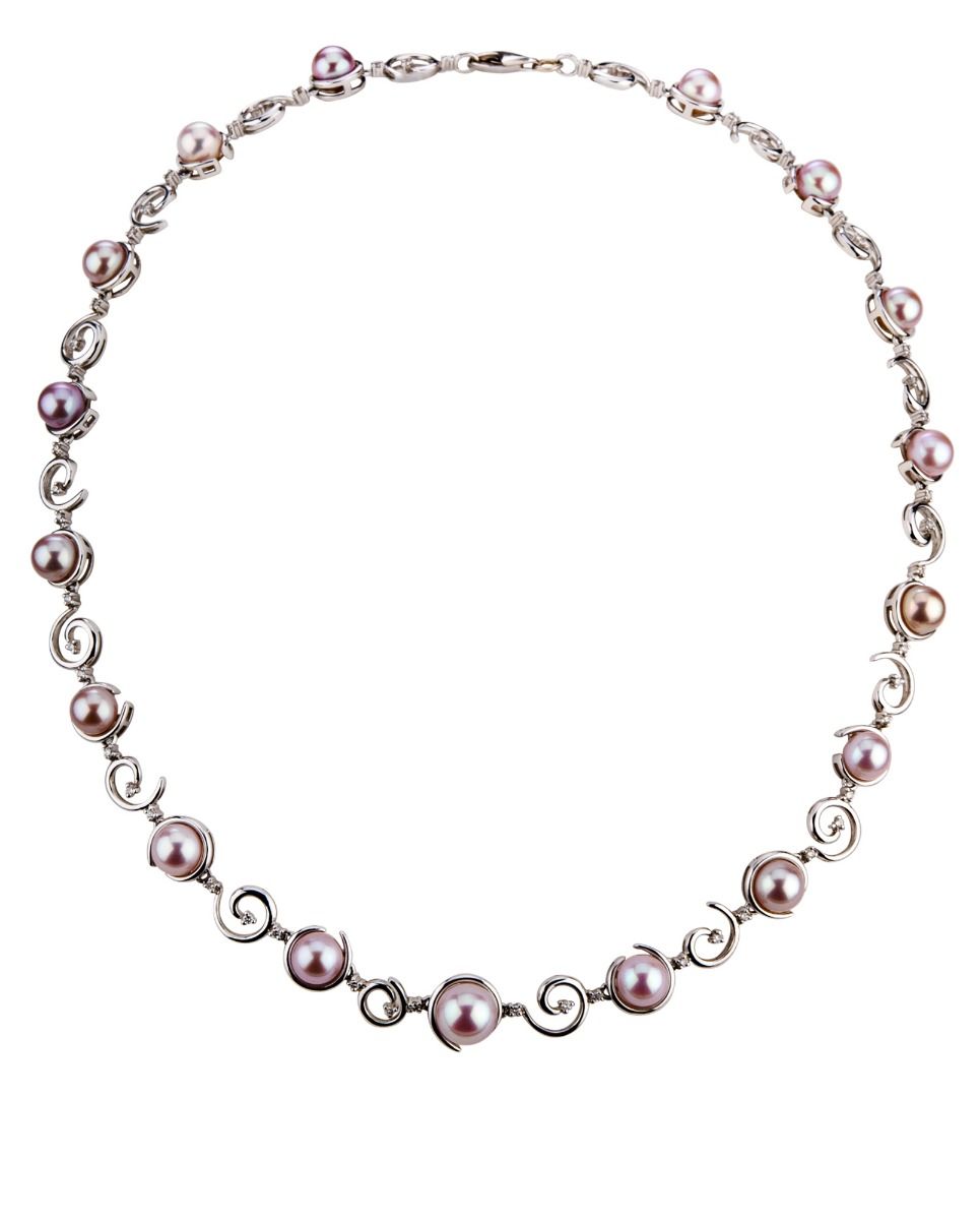 18ct Contemporary Pearl and Diamond Necklace.