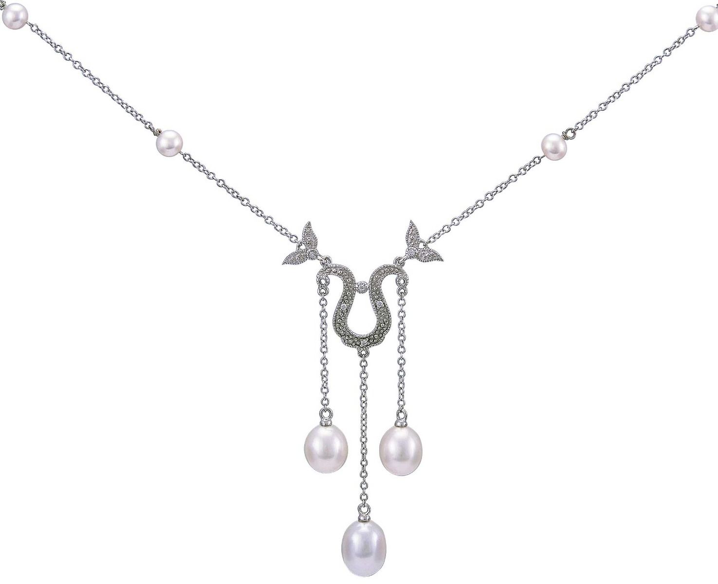 Edwardian inspired Pearl and Diamond Necklace