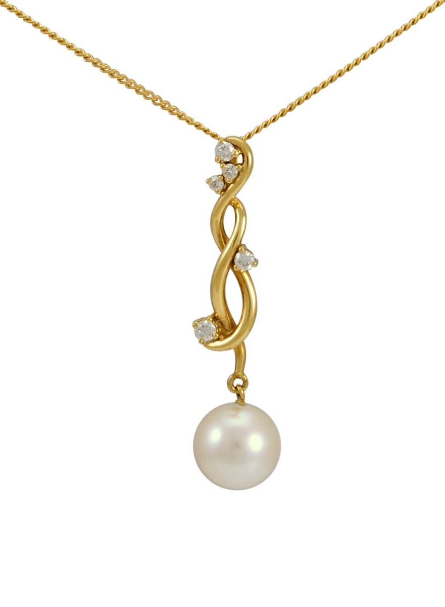 Art Nouveau influenced design Vine motif Pendant in 18ct gold with diamonds
