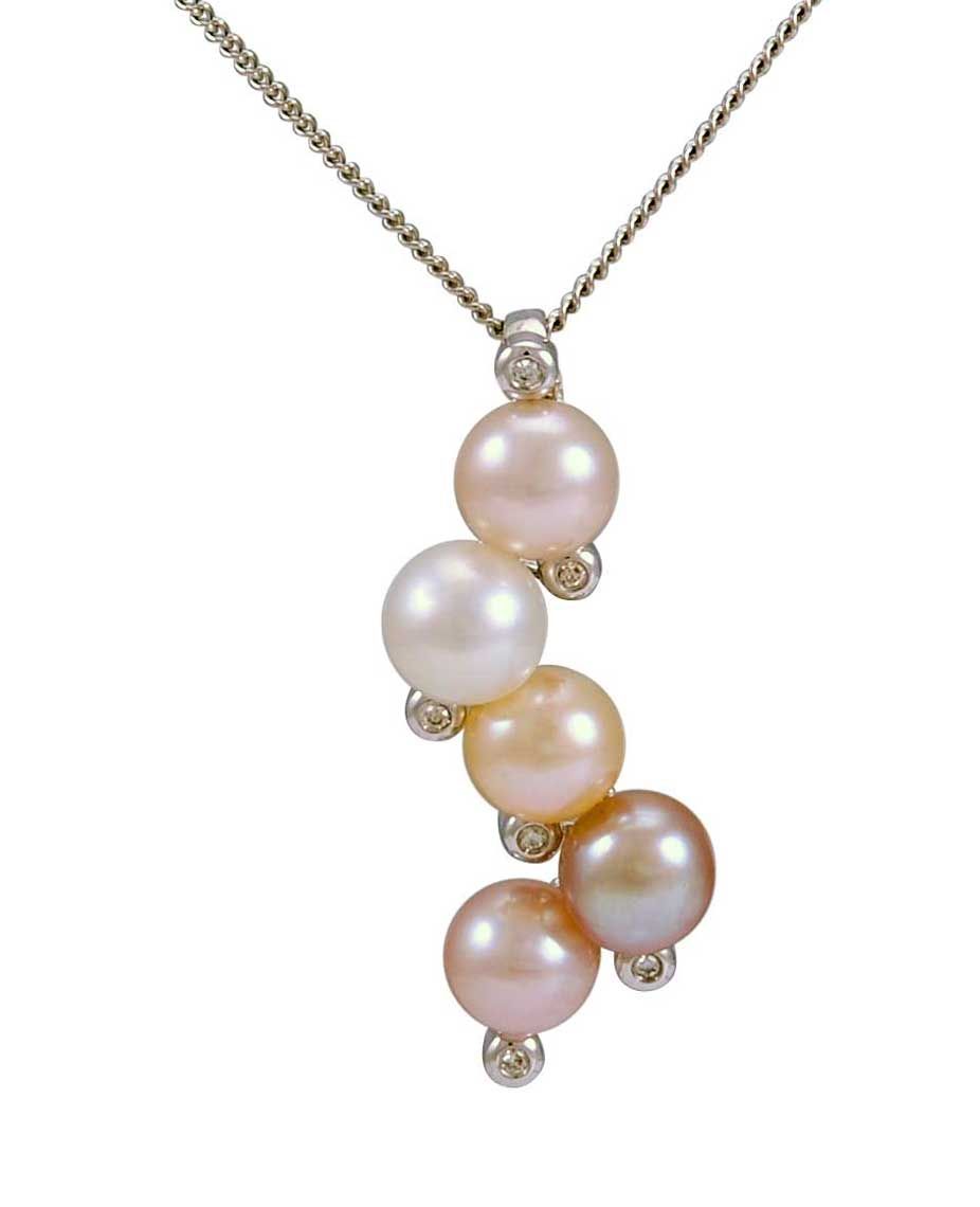 A multi-colour "Bubble Design" Freshwater Pearl and Diamond 18ct Pendant