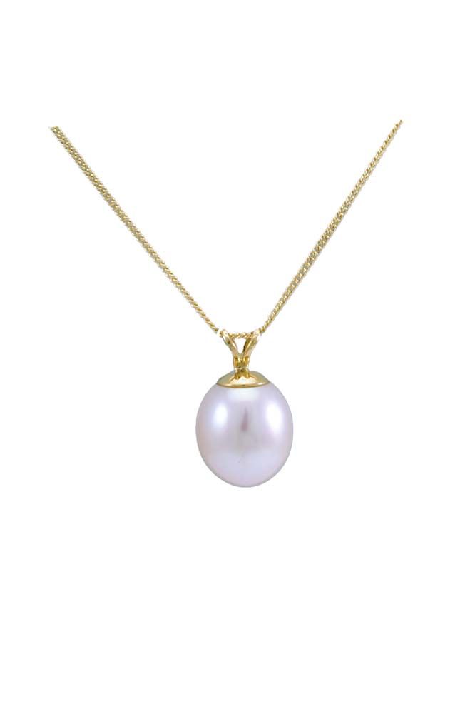 Simple 18ct yellow gold freshwater pearl pendant and chain