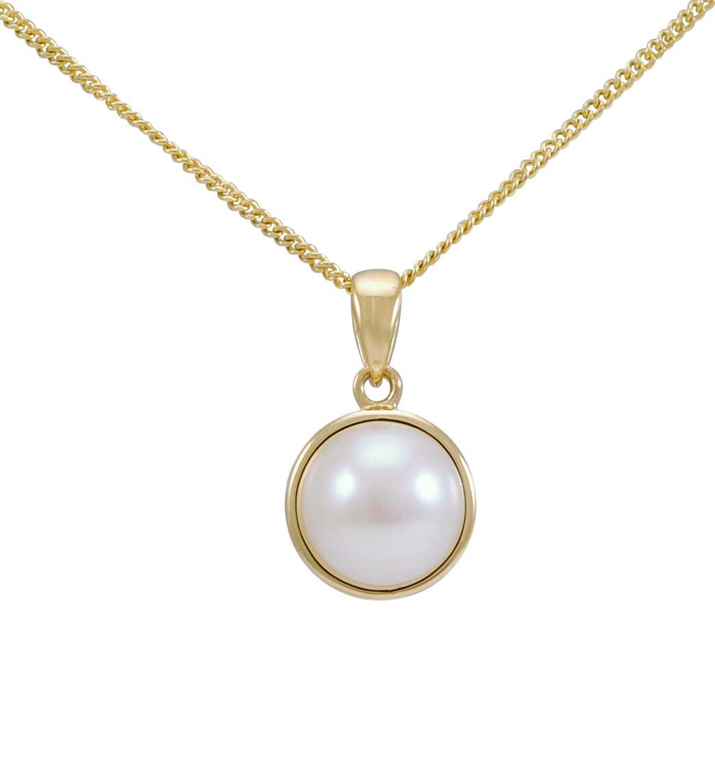 Simple circular 9ct Freshwater Pearl Pendant