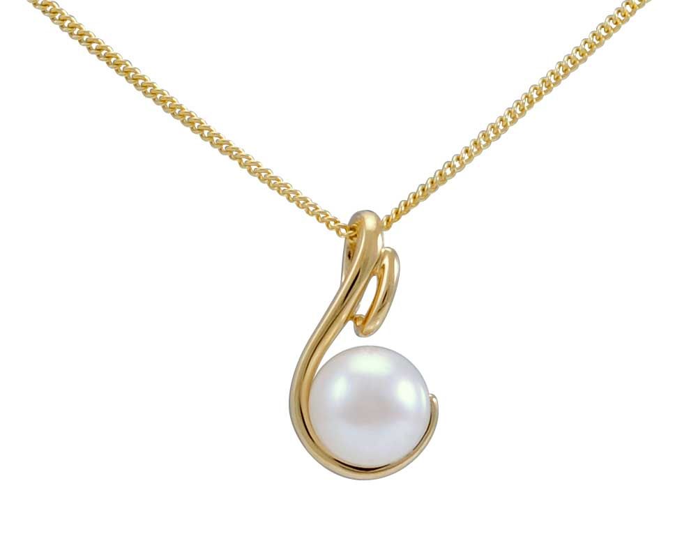 Modern Scroll Design Pearl Pendant