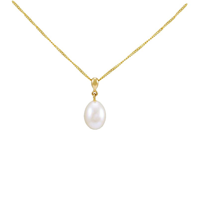 Freshwater Pearl Simple inverted Pear-Shape Design Pendant  |  9ct Yellow Gold