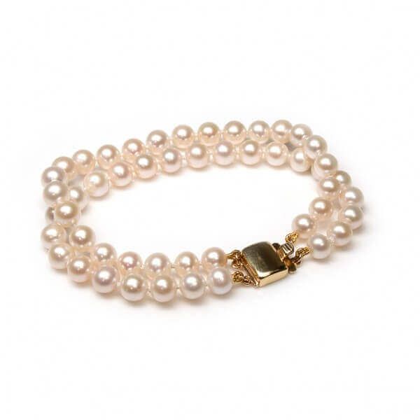 Freshwater Double-Row Bracelet Yellow Gold Silver Gilt