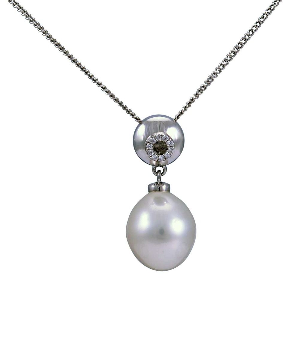 Modern contemporary design South Sea Pearl & Diamond 18ct Pendant 
