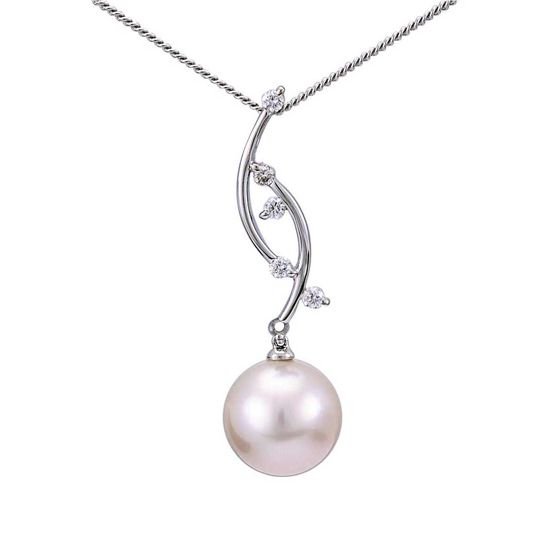 18ct South Sea Pearl and Diamond vine like design Pendant