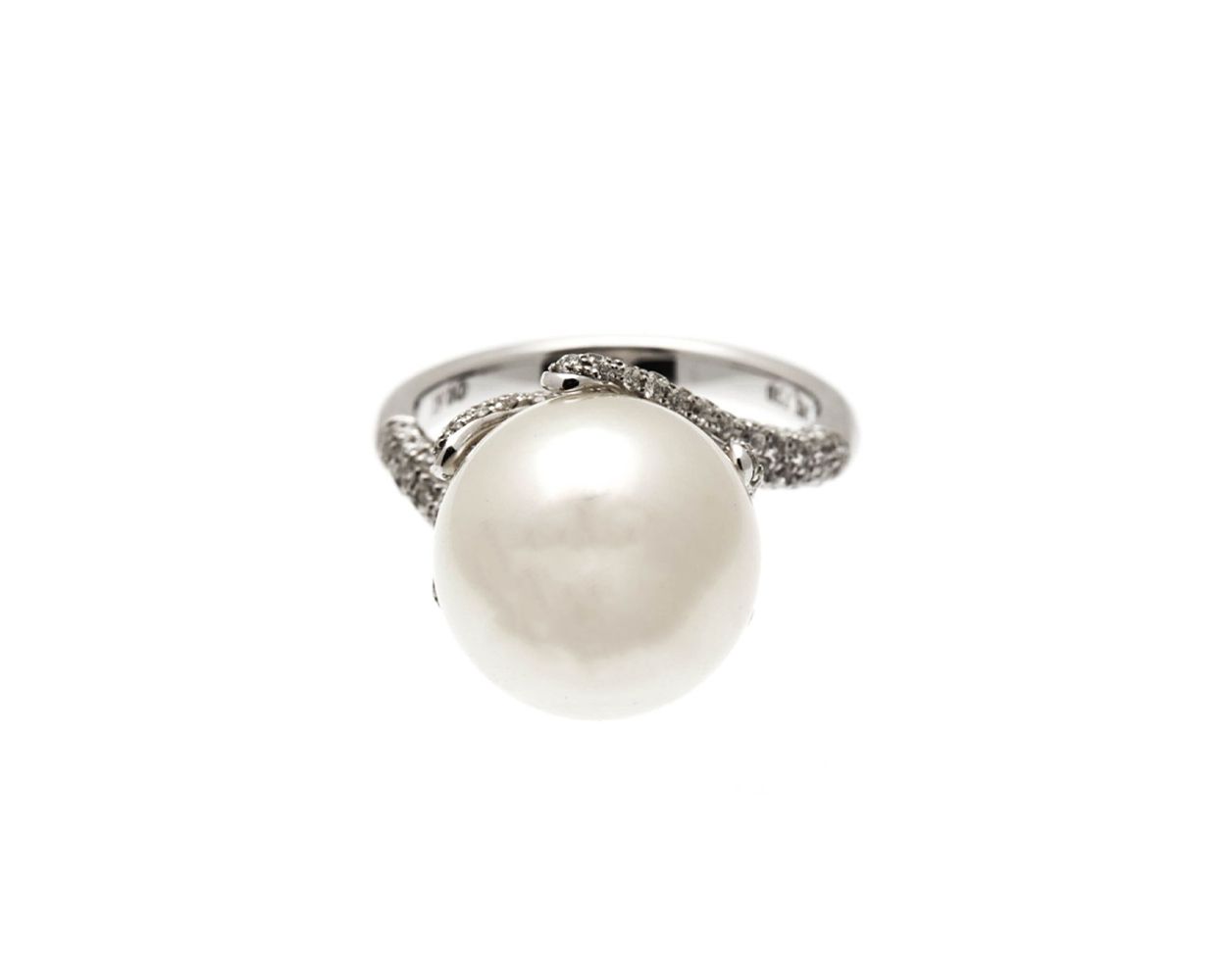 South Sea Pearl & Diamond Fancy Design Ring | 18ct White Gold