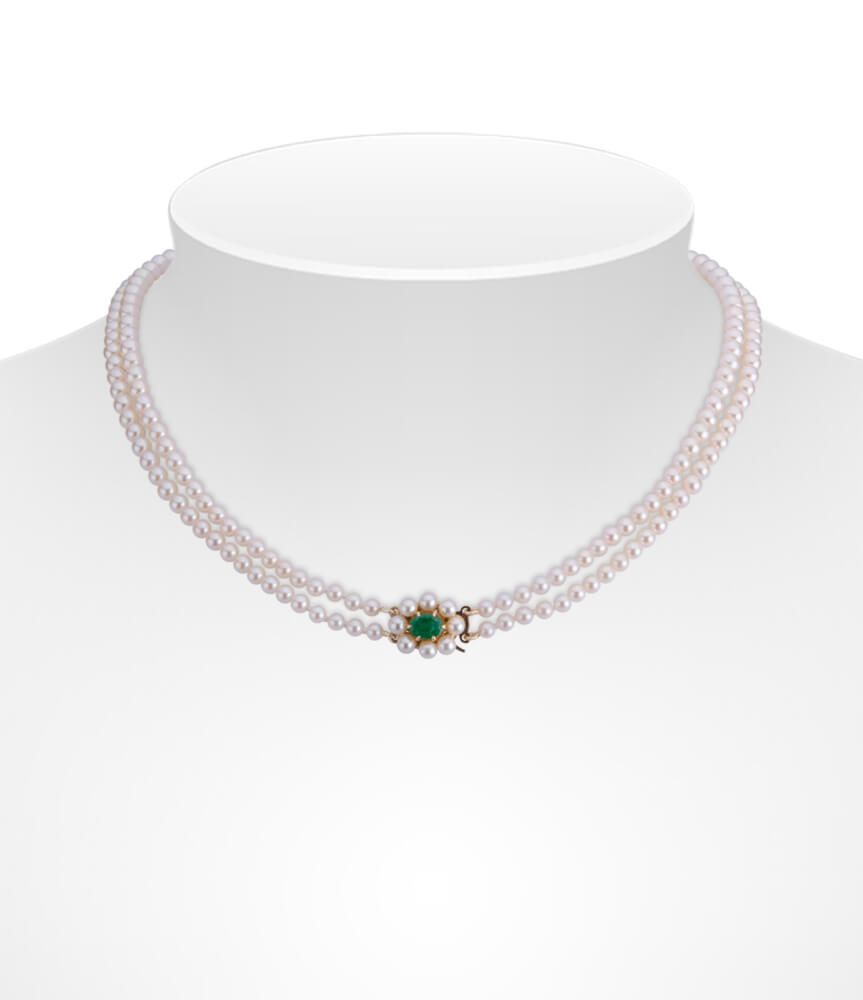 Double Row Graduated Akoya Pearl Necklace | Back on Bust