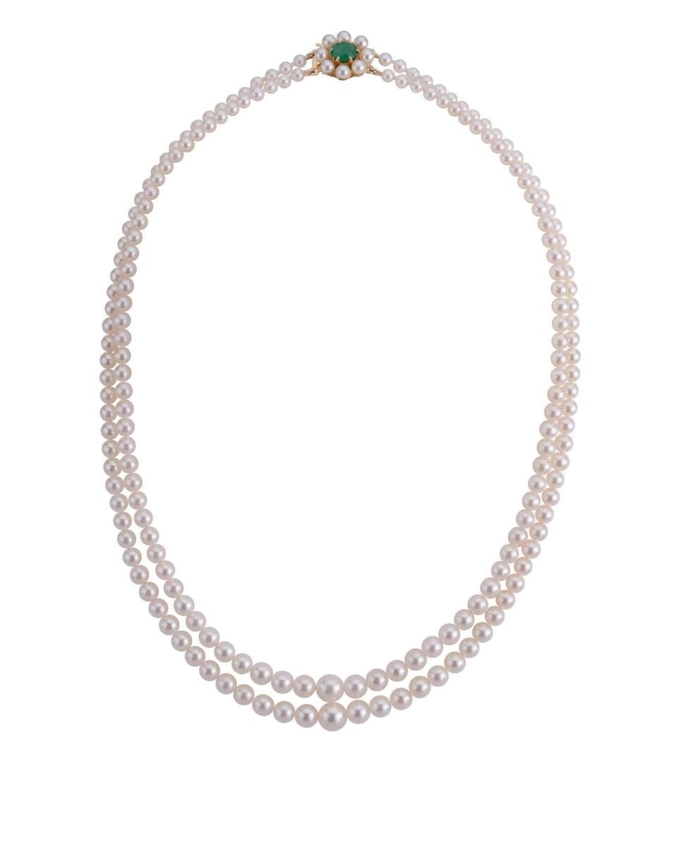 Double Row Graduated Akoya Pearl Necklace | AAA Grade