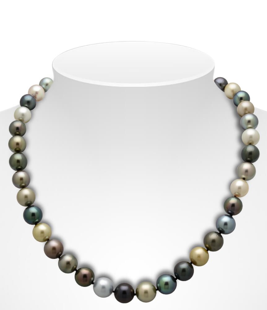 Multi-Colour Tahitian Pearl Necklace On Bust